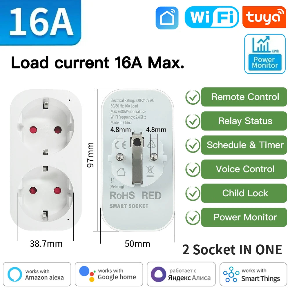 Enchufe Inteligente WiFi 16A Domotek | Controla tu hogar desde el celular